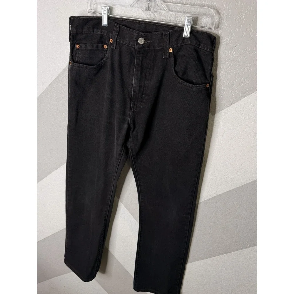 Levis 517 Mens Dark Black Denim Boot Cut Jeans 100% Cotton Size 33x32 EUC